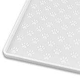 Ptlom Pet Placemat for Dog and Cat, Waterproof Silicone Pet Feeding Bowl Mats for Food and Water, Small Medium Large Dogs Mat Prevent Residues from Spilling to Floor, White, 31.5" 23.6"